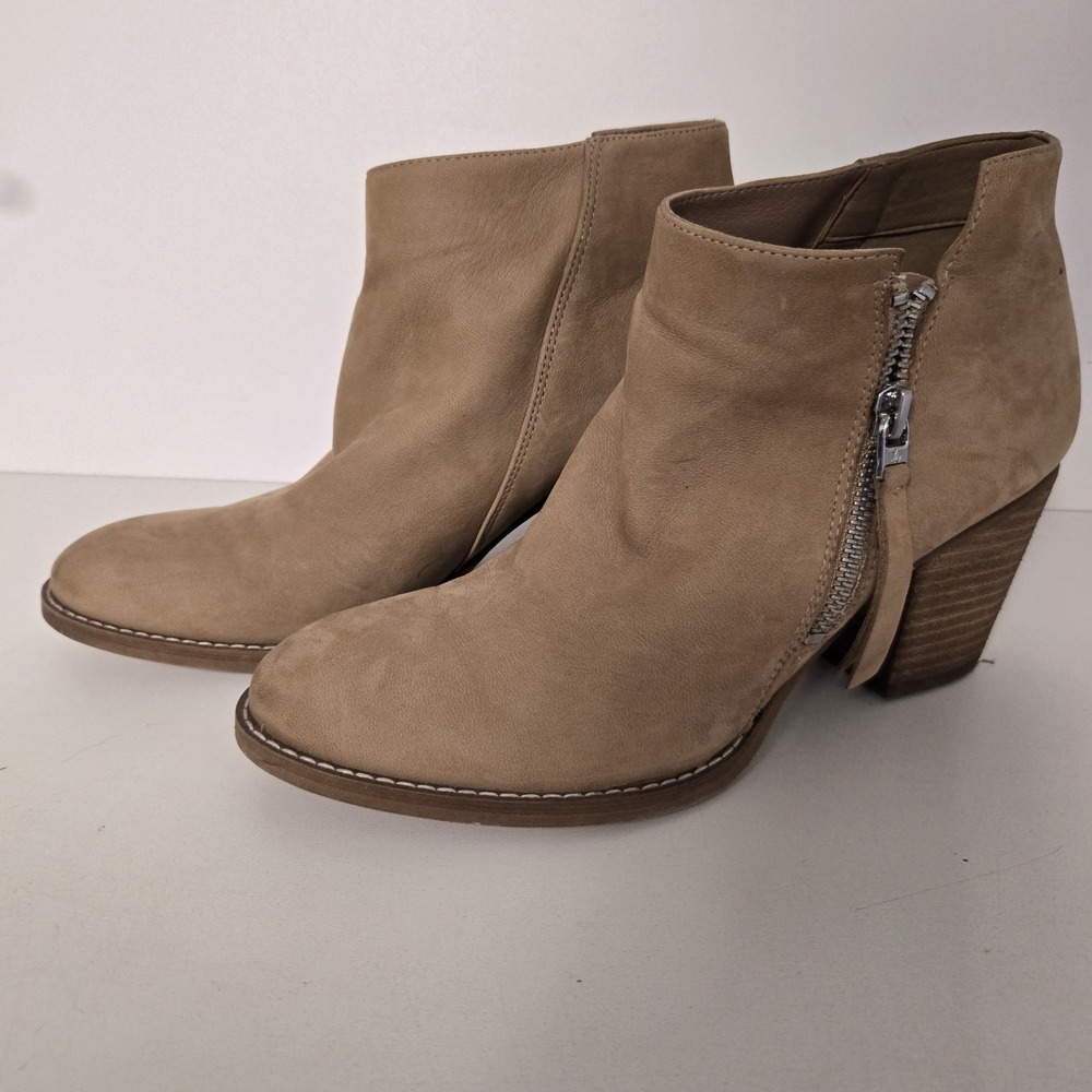 Sam Edelman‎ 7.5 Suede Bootie Macon Camel Ankle Boot Side Zip Block Heel Western